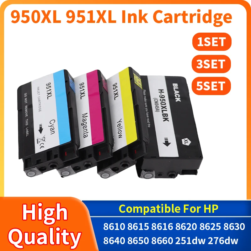 1~5set 950XL 951XL 950 951 Ink Cartridge For HP Officejet Pro 8600 8100 8610 8620 8630 8640 8625 8650 8660 8615 251dw 276dw ink