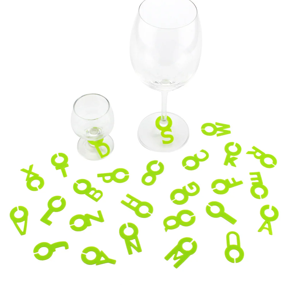 

52Pcs Wine Glass Marker Alphabet Silicone Drink Charms Party Cocktail Bar Wedding Identifiers Eco Friendly Non Slip Heat Proof