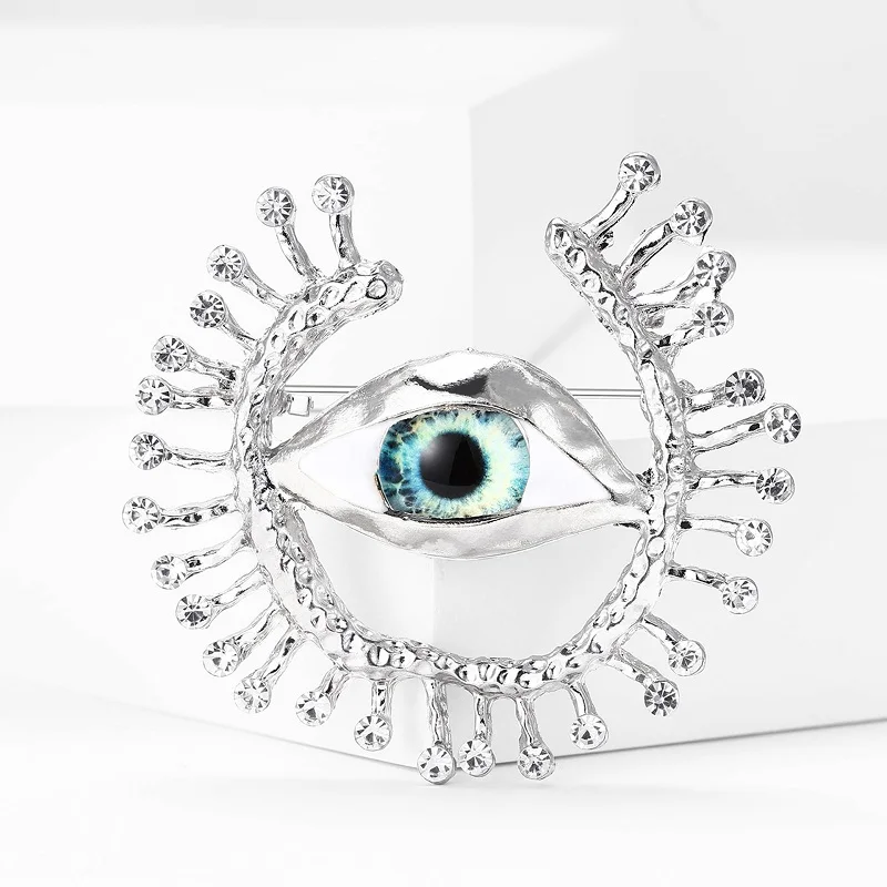Wuli&baby Big Blue Eye Round Brooches Women Unisex New Design Charming Eyes Party Office Brooch Pin Gifts