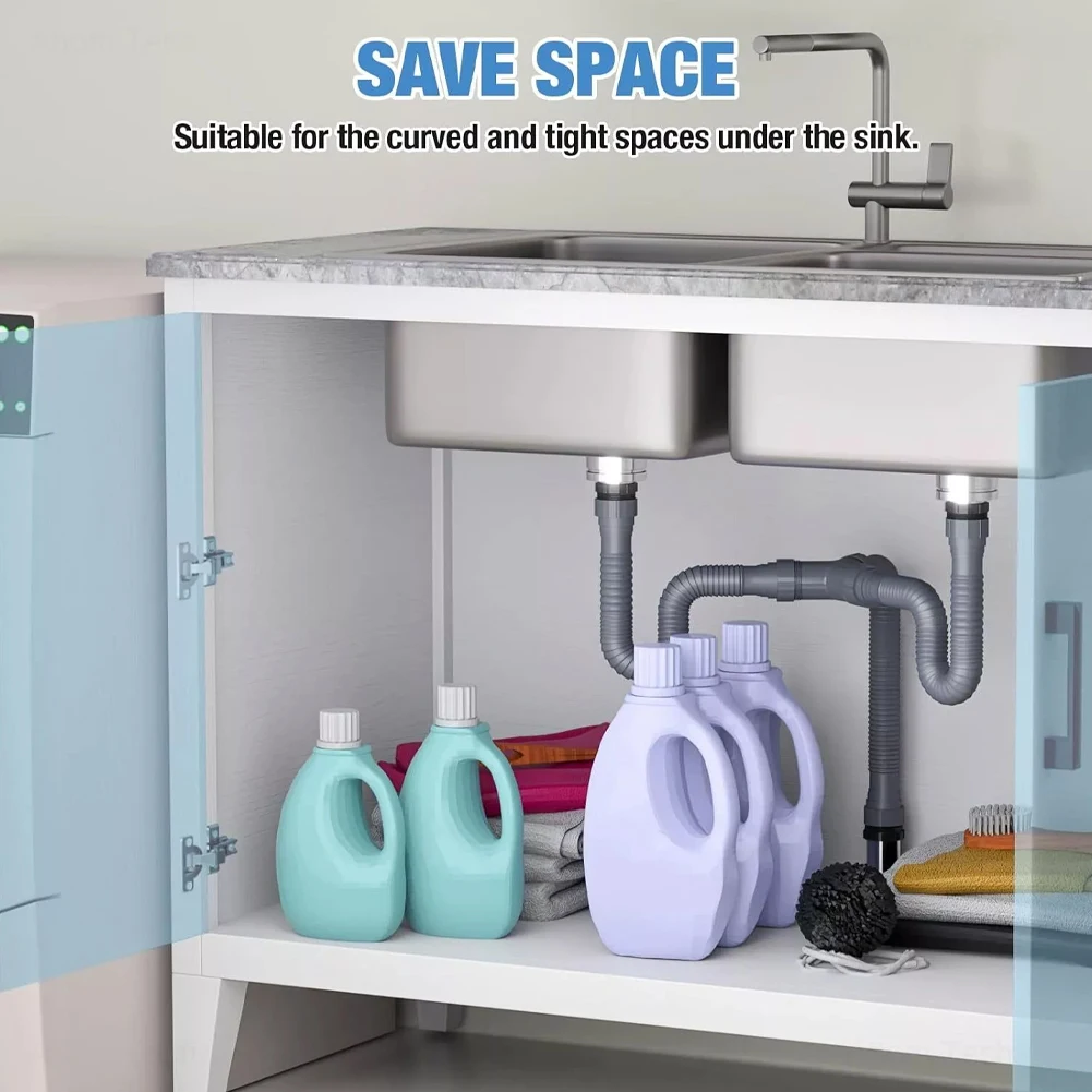 قابل للتعديل مزدوج بالوعة استنزاف عدة مرنة 1-1/2 و 1-1/4 بوصة P فخ بالوعة استنزاف الحمام المصارف أنبوب خرطوم للحمام المطبخ