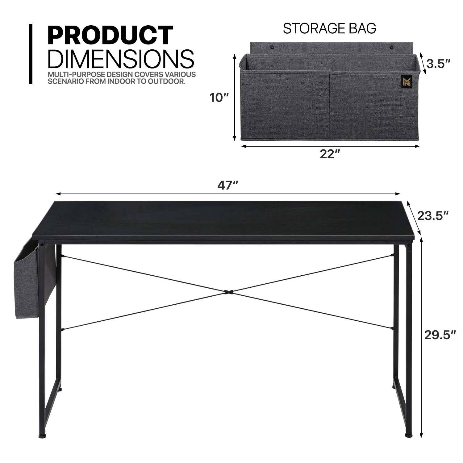 โต๊ะคอมพิวเตอร์ 47 นิ้ว โต๊ะเล่นเกมไม้แบล็ควิลโลว์สำหรับโฮมออฟฟิศ คอมพิวเตอร์เวิร์คสเตชั่น