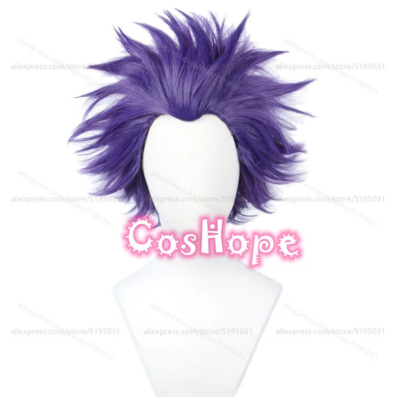 MHA Shinso Hitoshi Cosplay Wig Men Short Fluffy Purple Wig Cosplay Anime Cosplay Wigs Heat Resistant Synthetic Wigs