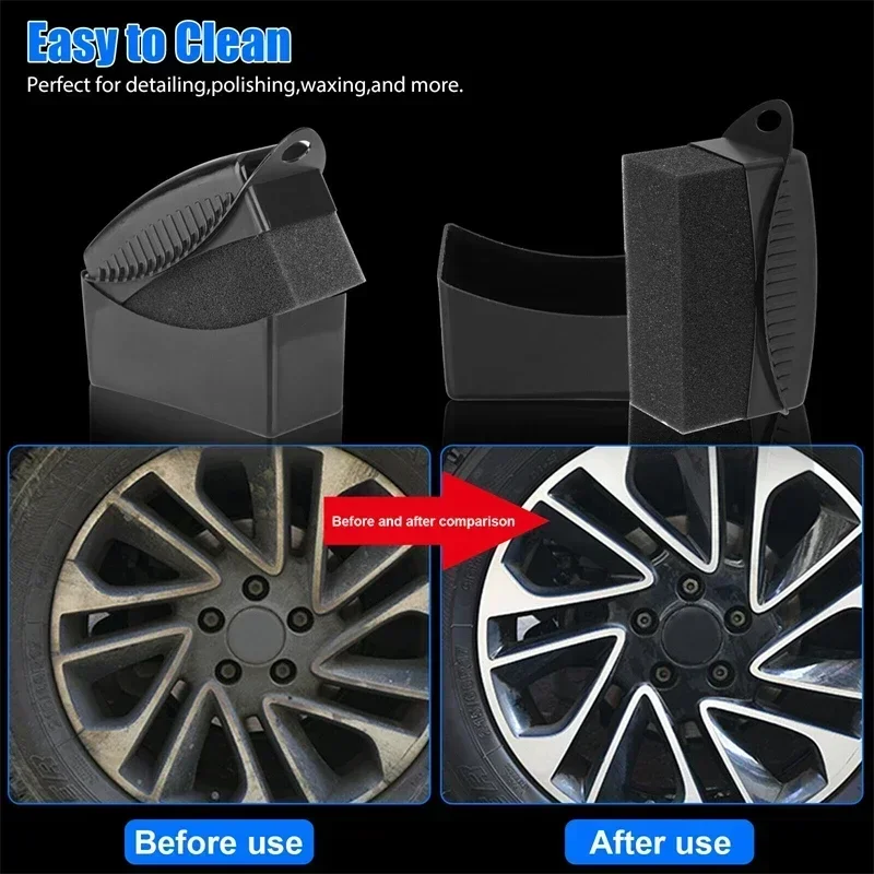 Car Wheel Polishing Waxing Sponge Brush ABS Plastics Washing Cleaning Tire Contour Dressing Applicator Pads Detail Accessories