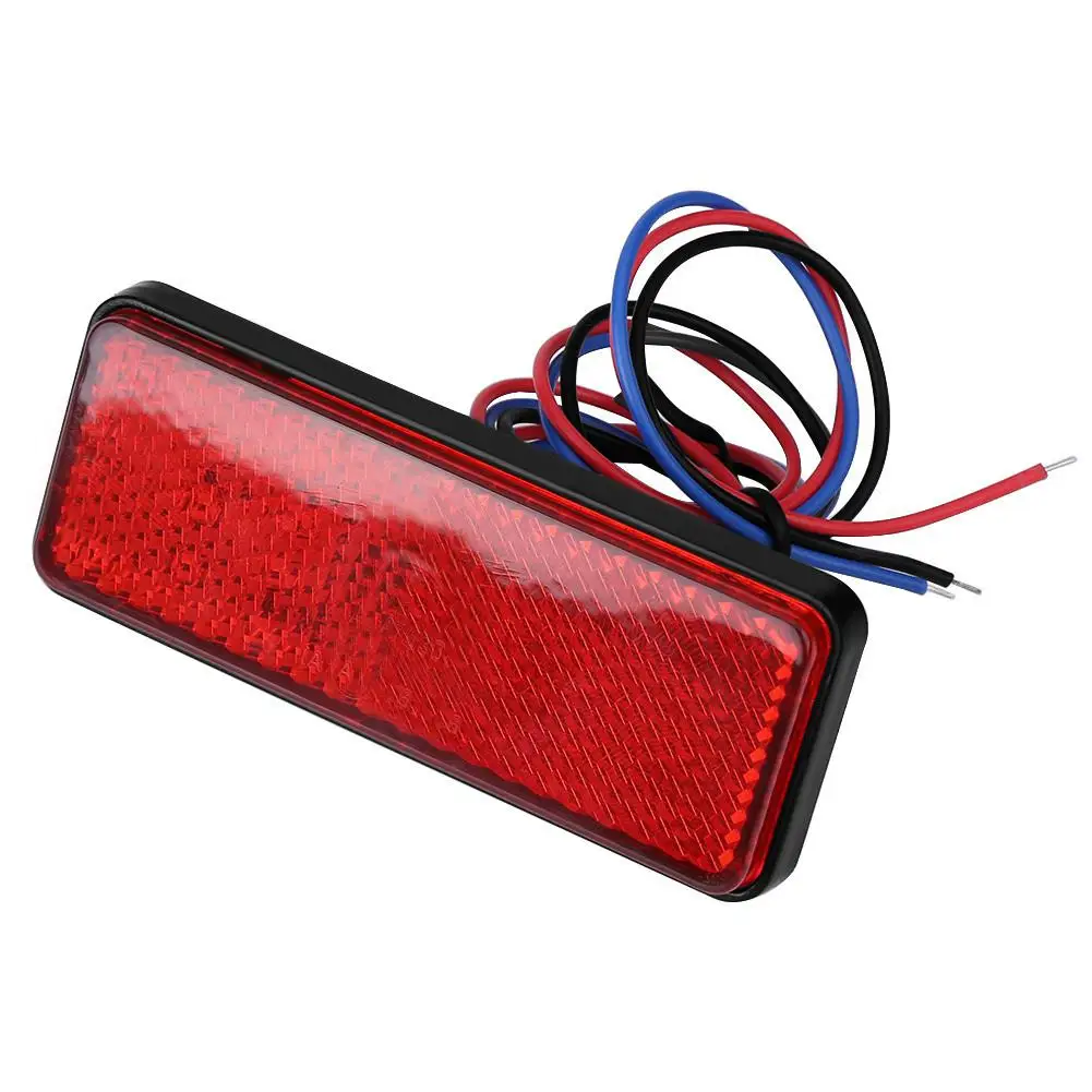 12V 2 Motorcycle Scooter Rectangle Reflector Tail Brake Stop Light