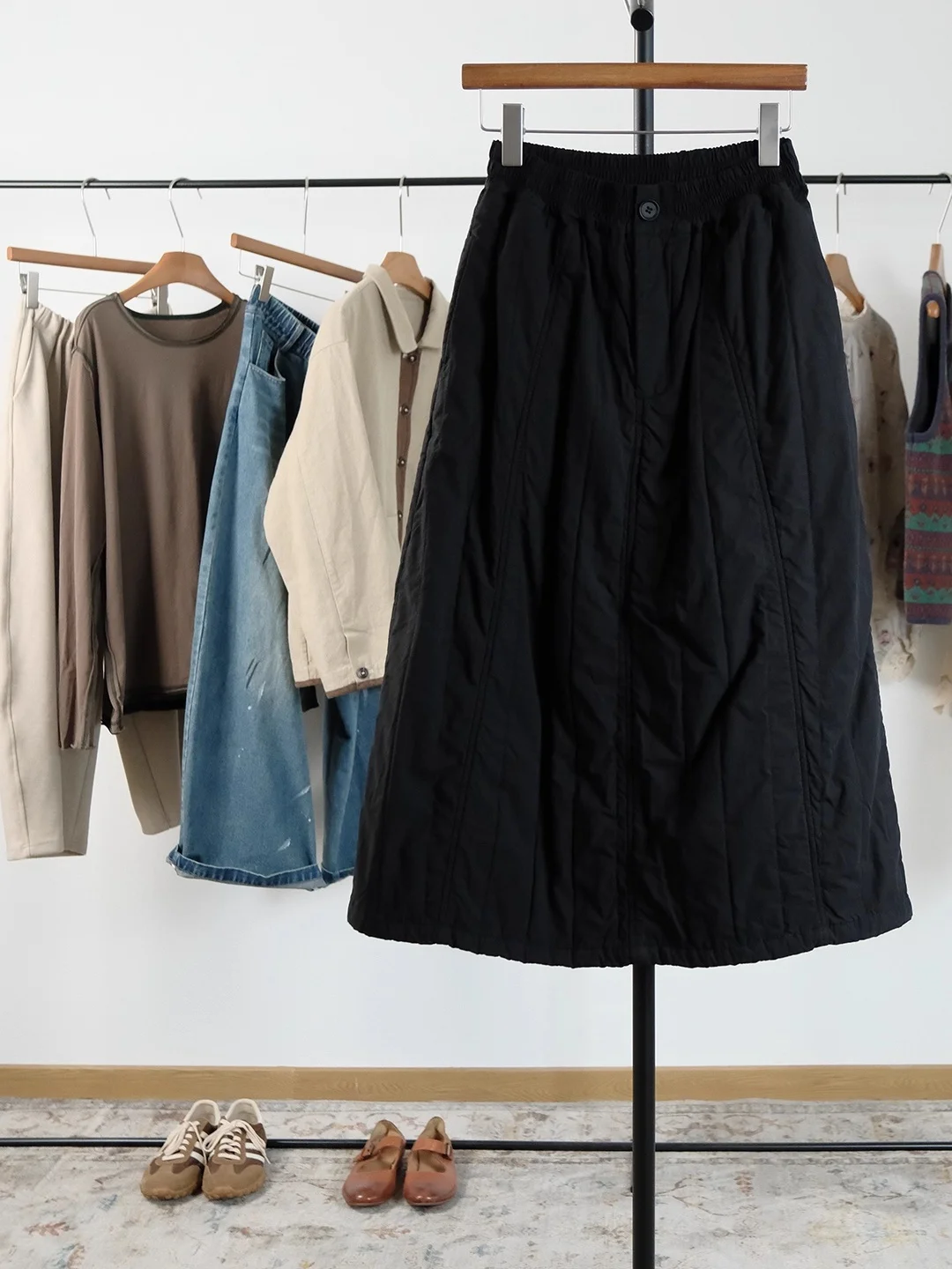 Losse casual katoenen f-rok voor dames A-lijn Eenvoudige Sle Veelzijdige maat plus Koreaanse versie Halflange kleur