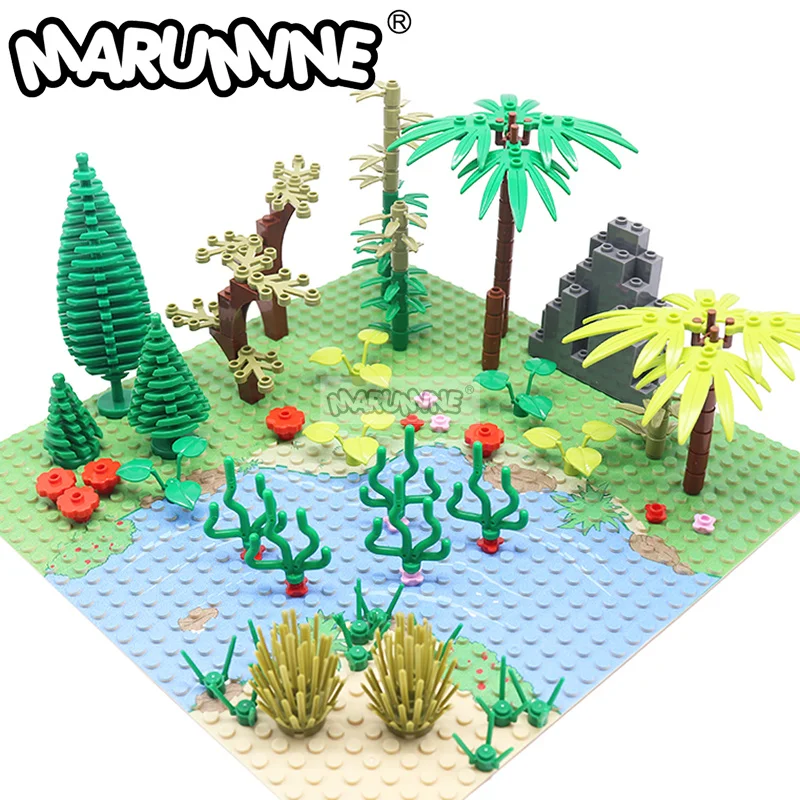 

MARUMINE 105PCS Jungle Plant MOC Garden Blocks Creative DIY Educational Toys Compatible with 2435 3471 MM3232 Kids Building Set