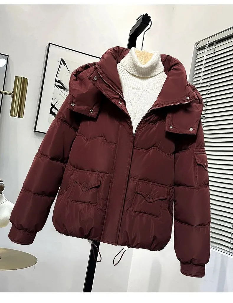 

Puffer Parkas Womens Korean Popular Women'S Clothes Cargo Fashion Athleisure School Lady Sleeve Long Winter Style Button Cool GF