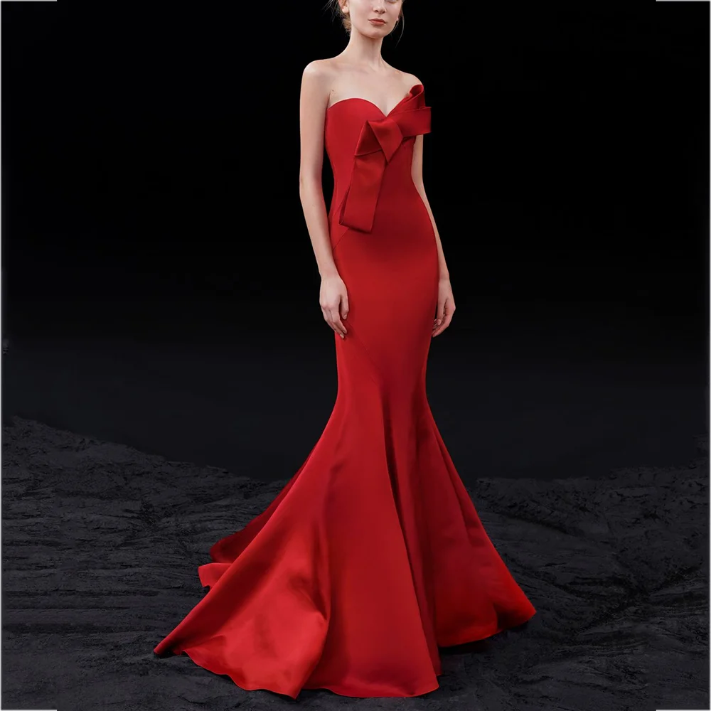 

Винтажное элегантное женское вечернее платье русалки без бретелек со складками длиной до пола, банкетное вечернее платье для особых случаев по индивидуальному заказу