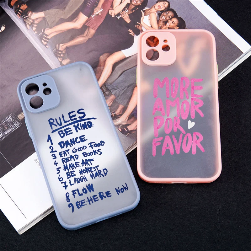 Colorful Maximalist More Amor Por Favor Matte Case for IPhone 13 12 11 15 14 Pro Max XR 15Plus Eclectic Pink Love Quote Cover