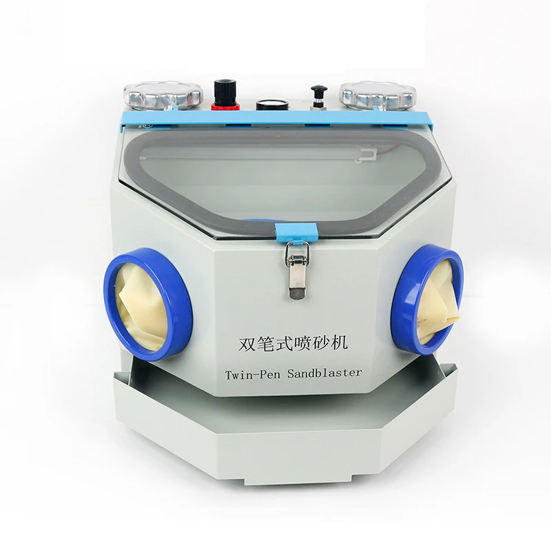 Dental Twin-Pen Sandblaster box porcelain inner crown orthodontic bracket sandblasting machine with drawer