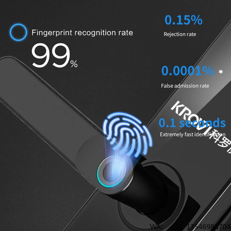 KROVI Smart Home Security Door Lock Tuya Wifi Electronic Fingerprint Card Smart Lock Password App Compatible TTLOCK App