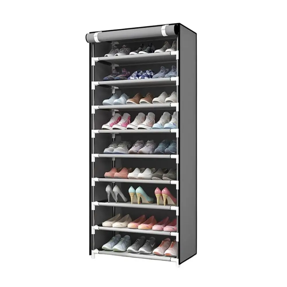 Schuh-Organizer mit Stoffbezug für 9-27 Paar Schuhe, erhältlich in mehreren Ebenen (4-10), Gesamtabmessungen 160 x 30 x 60 cm