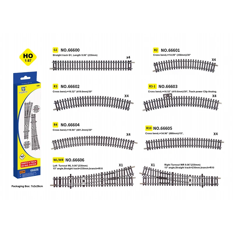 HO Scale HF 1:87 G1 R2 R3 R10 WL German Brand Same Track Model Straight Rails/Curved Rails-Compatible With Other Types Of Tracks