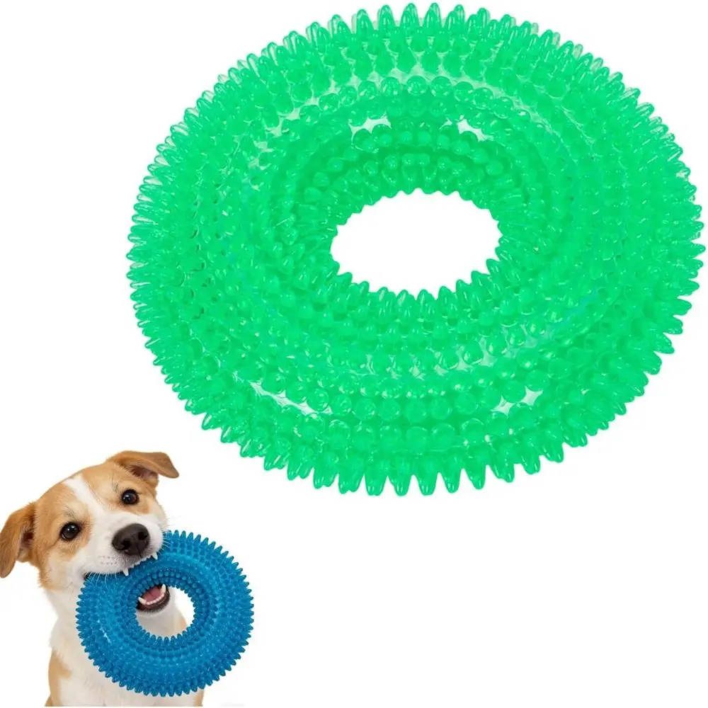 Multifunctional Dog Spiky Durable Interactive Squeaky Dog Teething Teeth Cleaning Dog Teething Pool Rings