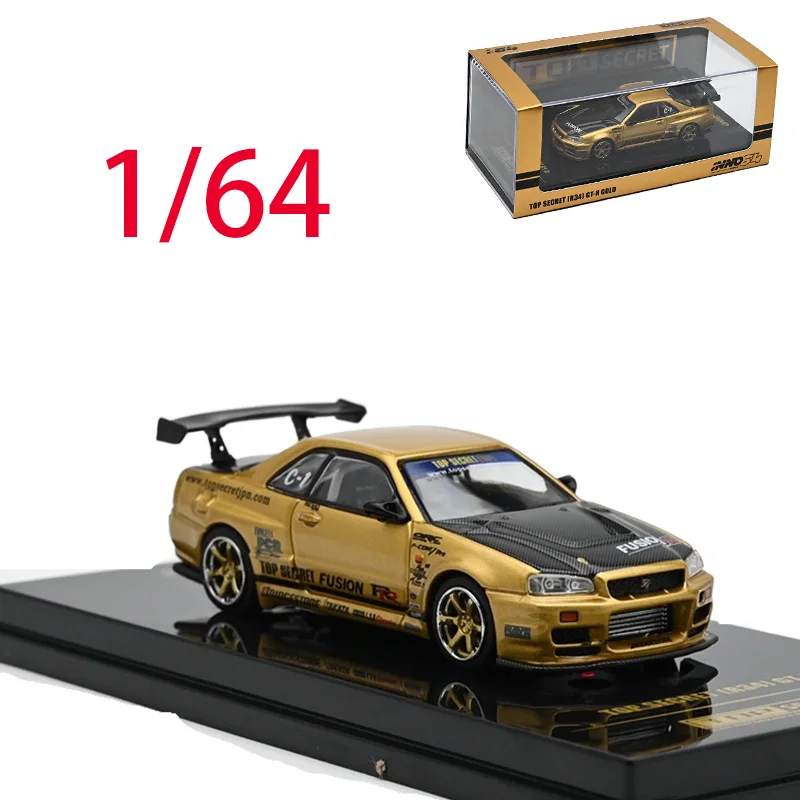 

INNO литой под давлением масштаб 1/64 Top Secret R34 GTR модель автомобиля из сплава, игрушки для мальчиков, коллекция подарков, дисплей