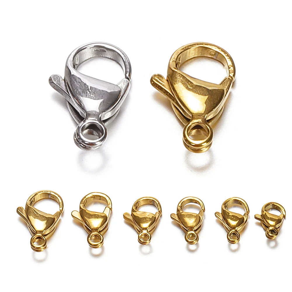40pcs/20pcs No Fade Stainless Steel Gold Color Lobster Clasp Claw Clasps for Jewelry Making DIY Bracelet Necklace Connectors