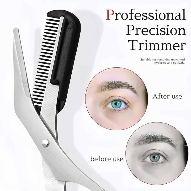 3-teiliges Professionelles Augenbrauen-Trimmset mit Schere und Kamm, mit Rutschfesten Griffen, Entwickelt für Haarentfernung und Make-up