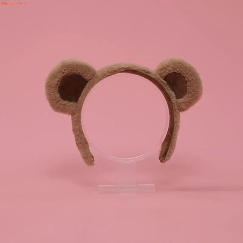 Q5WE 귀여운 모피 동물 곰 귀 머리 후프 플러시 고딕 동물 의상 할로윈 파티 장식을위한 다채로운 헤드 피스