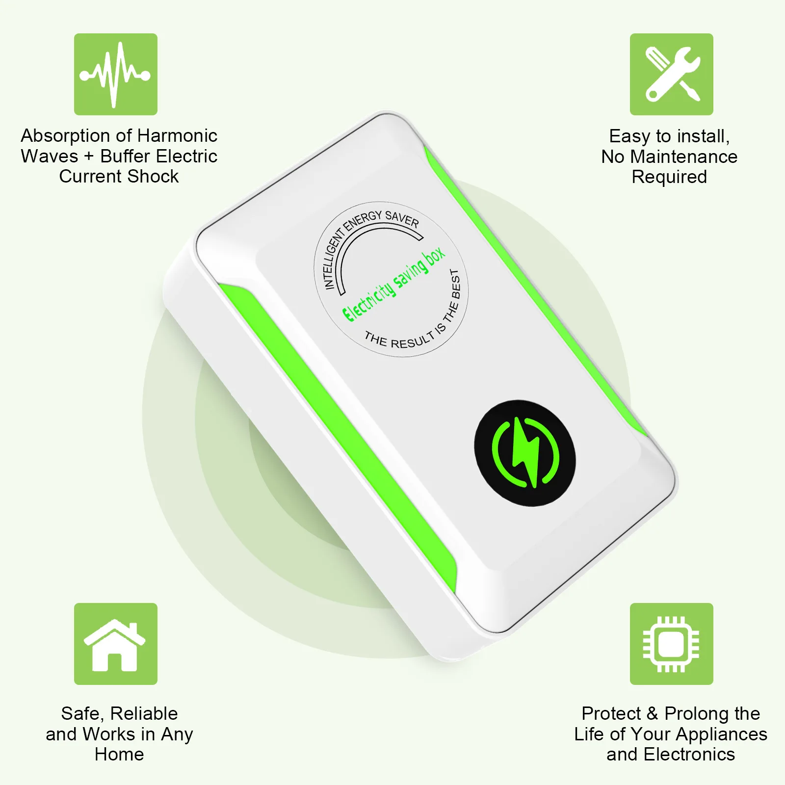 Eayburst StopWatt Oszczędzacz Energii Elektrycznej, Urządzenie Oszczędzające Energię do Domu, Adapter Wtyczki US/EU 90V-250V, Urządzenie Oszczędzające Energia — zdjęcie produktu 2