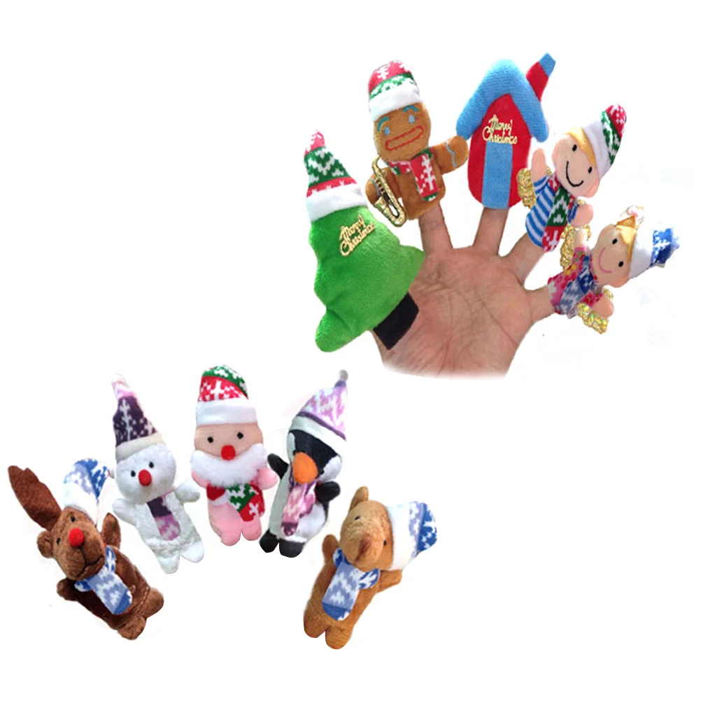 10Pcs Finger Puppets Christmas Holiday Hand Puppets for Kids Story Time Play Kindergarten Toddlers School Favor
