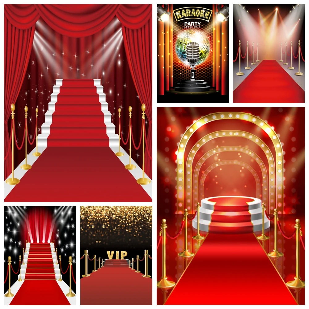 

Glitter Stage Red Carpet Backdrop Photography Movie Night Star Awards Film Ceremony Birthday Party Background Photo Studio