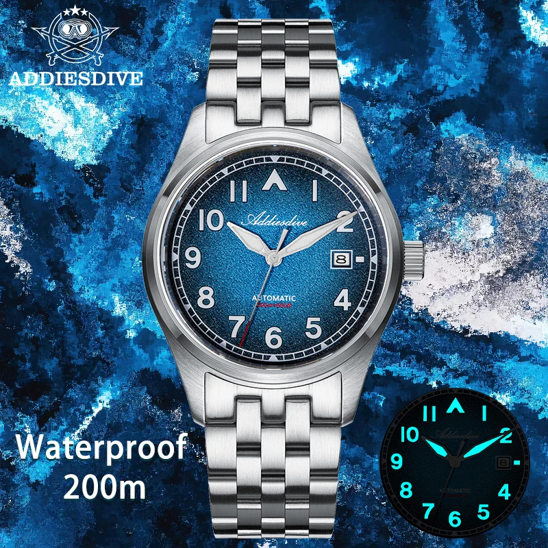 ADDIESDIVE New Luxury Mechanical Watch for Men AD2562 Sapphire Glass BGW9 Luminous Stainless Steel Waterproof Automatic Watches