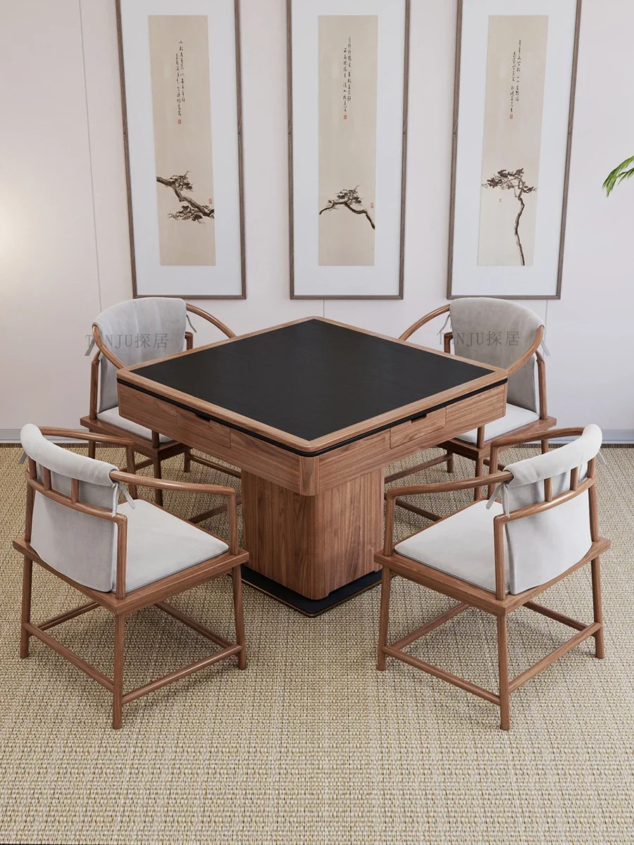 

Luxury Wooden Dining Table Storage Drawer Automatic Shuffling Mahjong Table Home Amusement Mesa De Comedor Home Furniture LVMC