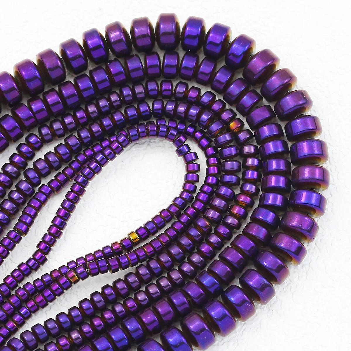 1 Strang lila flache runde Hämatit-Naturstein-Radform-Abstandsperlen 3/4/6/8 mm für DIY-Schmuckherstellung, Armbänder, Halsketten