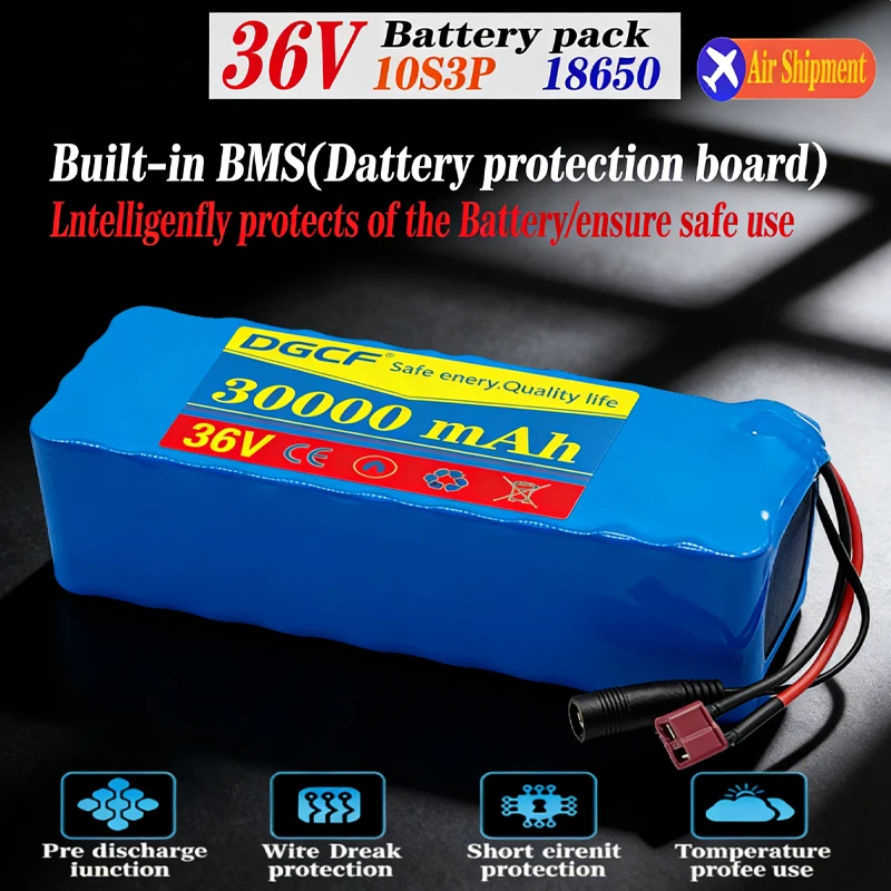 

36V 30ah 18650 Lithium Battery 10s3p 30000mAh 1000w 42V Electric Scooter Power Battery with Battery Pack