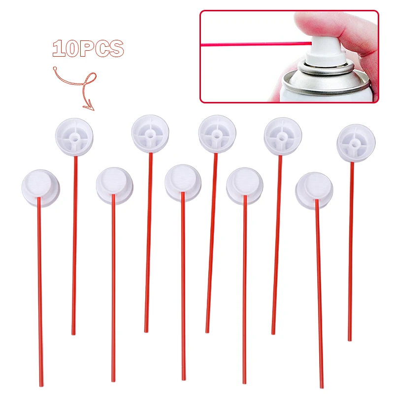 10PCS Threaded Paint Sprayer Cap Fits Female Threaded Can Needle Cap Paint Can Nozzle Paint Sprayer Tip Red Thin Tube