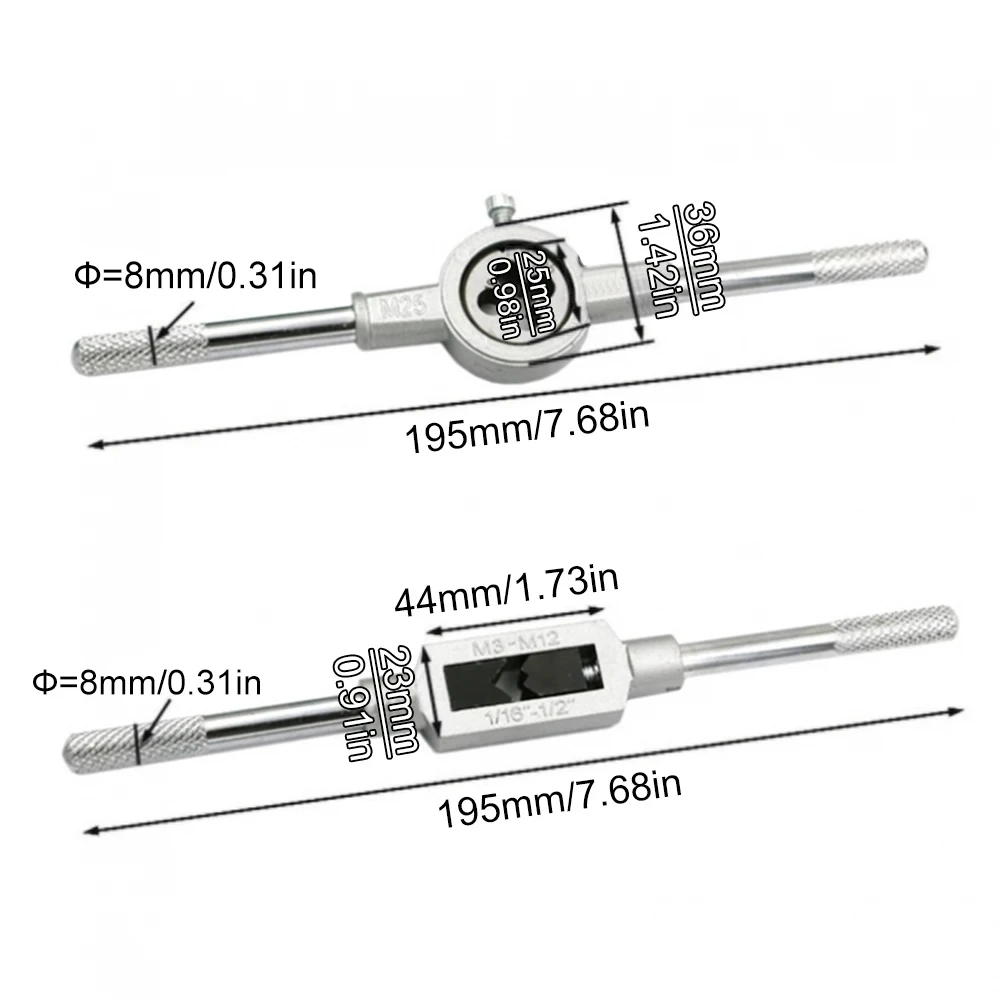 Multifunction Tap and Die Set 12/20Pcs M3-M12 Metric Screw Thread Plugs Hand Screw Taps Straight Taper Tapping and Thread Tools