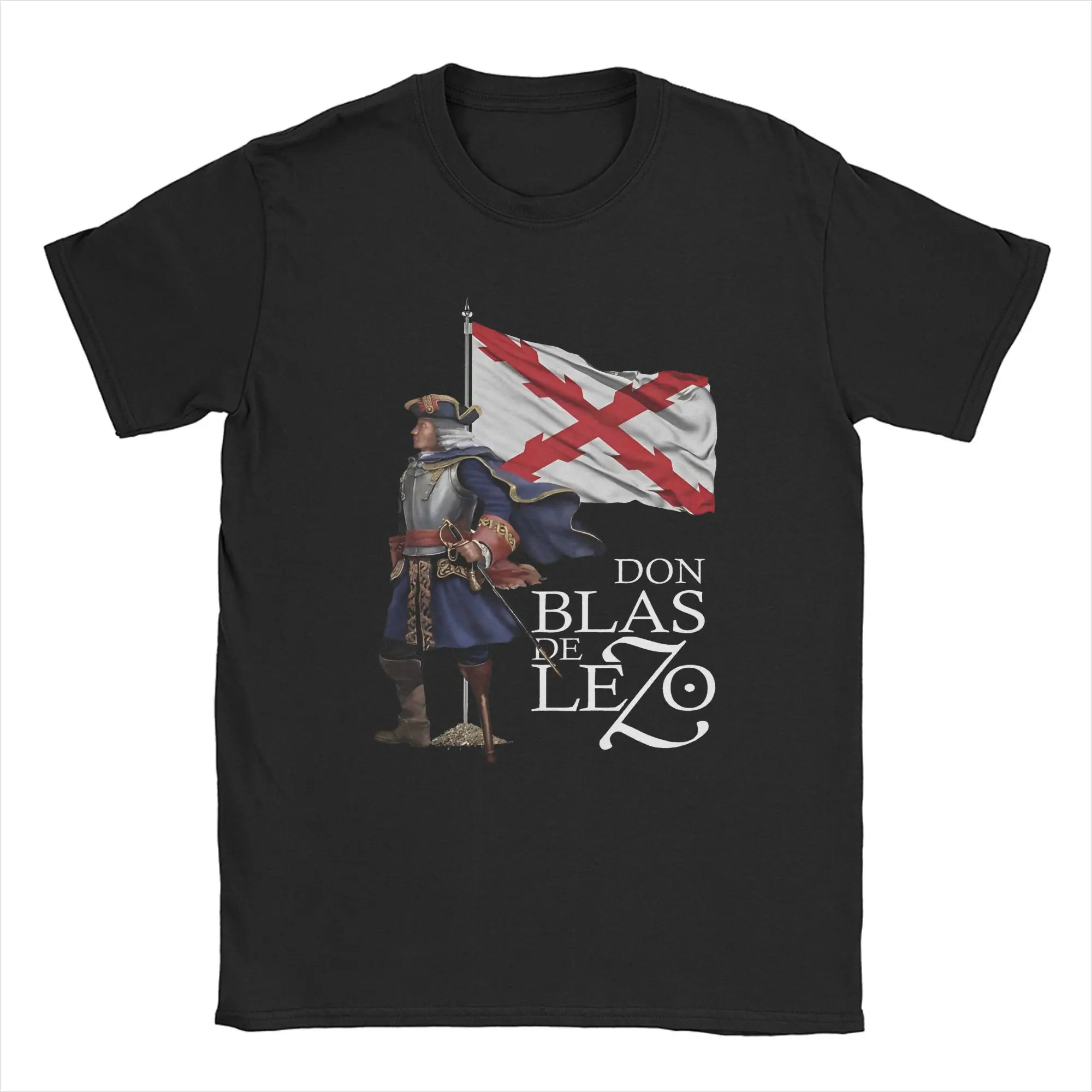 Blas De Lezo Burgundy Cross T Shirt Men Cotton Awesome T-Shirt Round Collar Spain Legendary Hero Tee Short Sleeve Clothes Gift