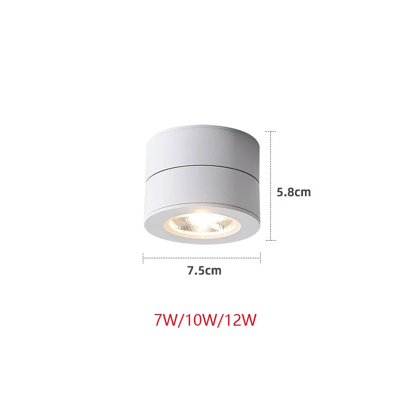 LED Surface Mounted Downlight Dimmable Ceiling Spot Adjustable 360 Rotating 7W 10W 12W Lamps For Home Indoor Lighting Fixture