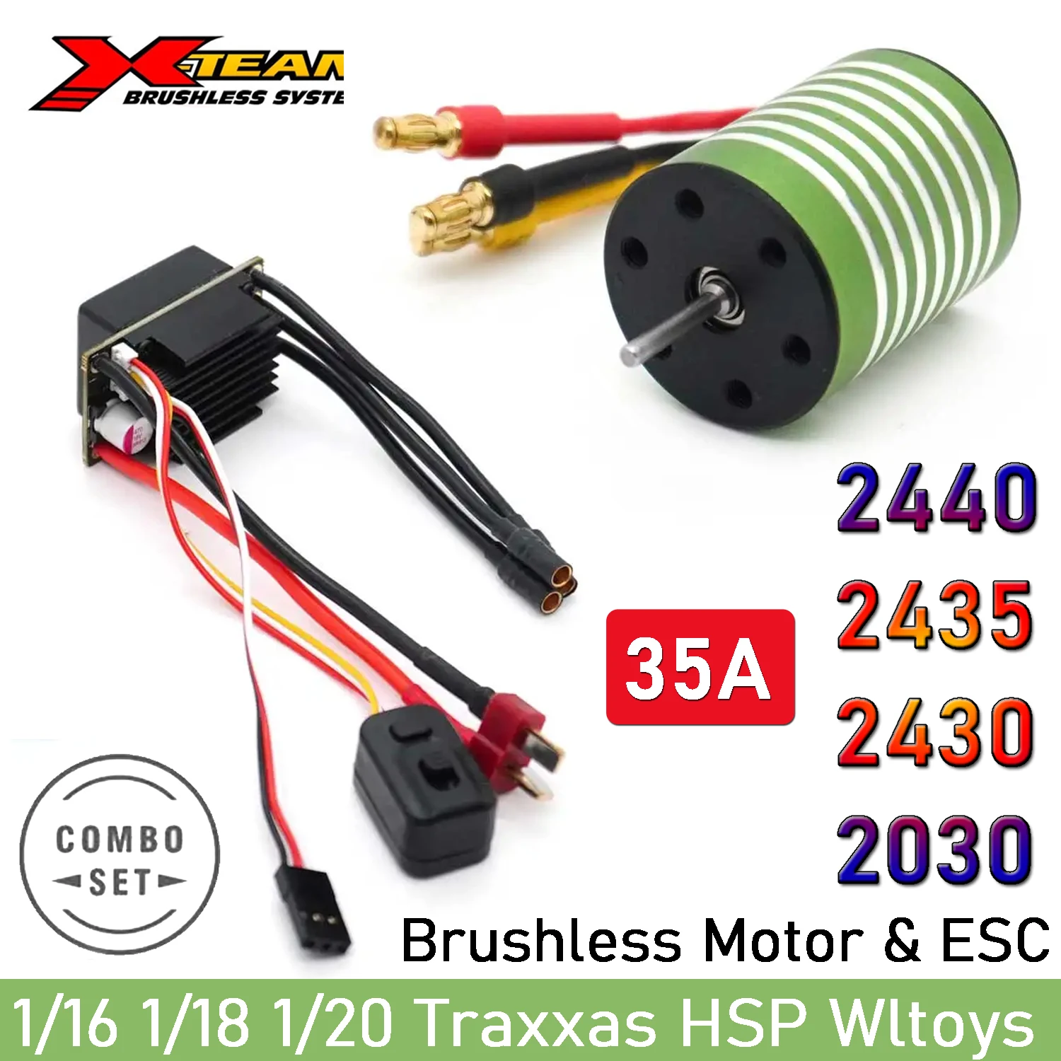 

X-Team 2440 2435 2430 ​2030 Motor 35A ESC Brushless Combo for Traxxas HSP Wltoys 1/16 1/18 1/20 RC Monster Truck Car Boat Parts