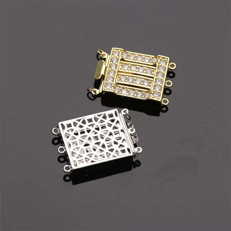 2pcs 25.5*32mm Cubic Zircon CZ Micro Pave Clasp  Jewelry Making DIY