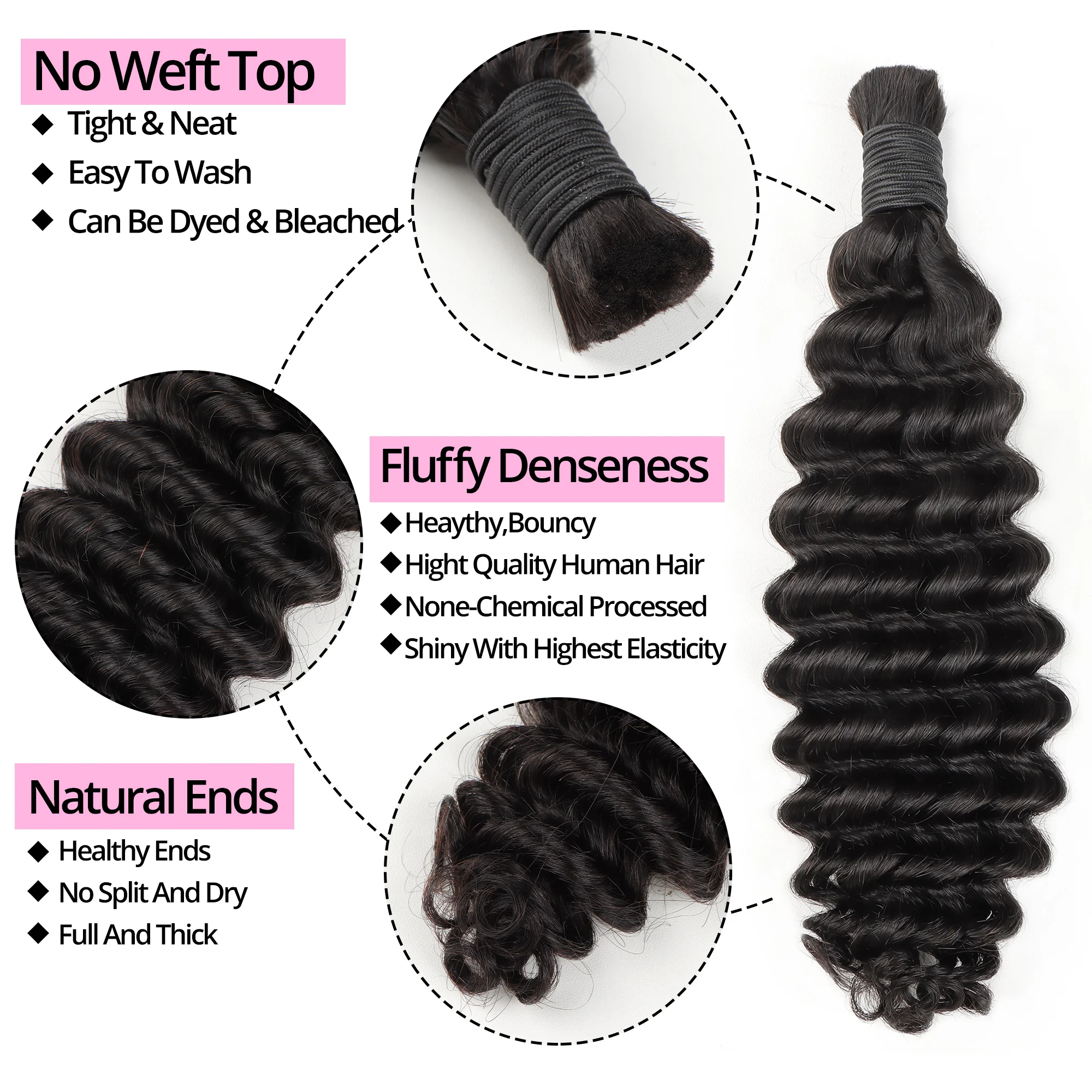 Extensiones trenzadas de cabello humano, cabello 100% humano, 100g, sin procesar, brasileño, virgen, 10A, alta calidad, sin trama