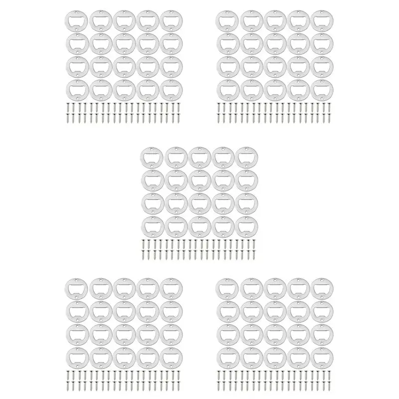 B62B-Bottle Opener Insert Kit,100 Set Round Inset Bottle Opener Kit For DIY Keychain Beer Spanner Jar Bottle Opener Corkscrew
