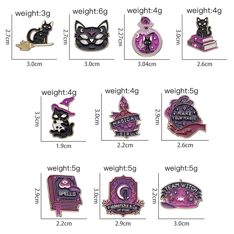 Creative Trendy Cartoon Purple Magic Cat Oil Drop Lapel Brooch Badge Pin Denim Bag Gift Men Women Fashion Jewelry Accessories