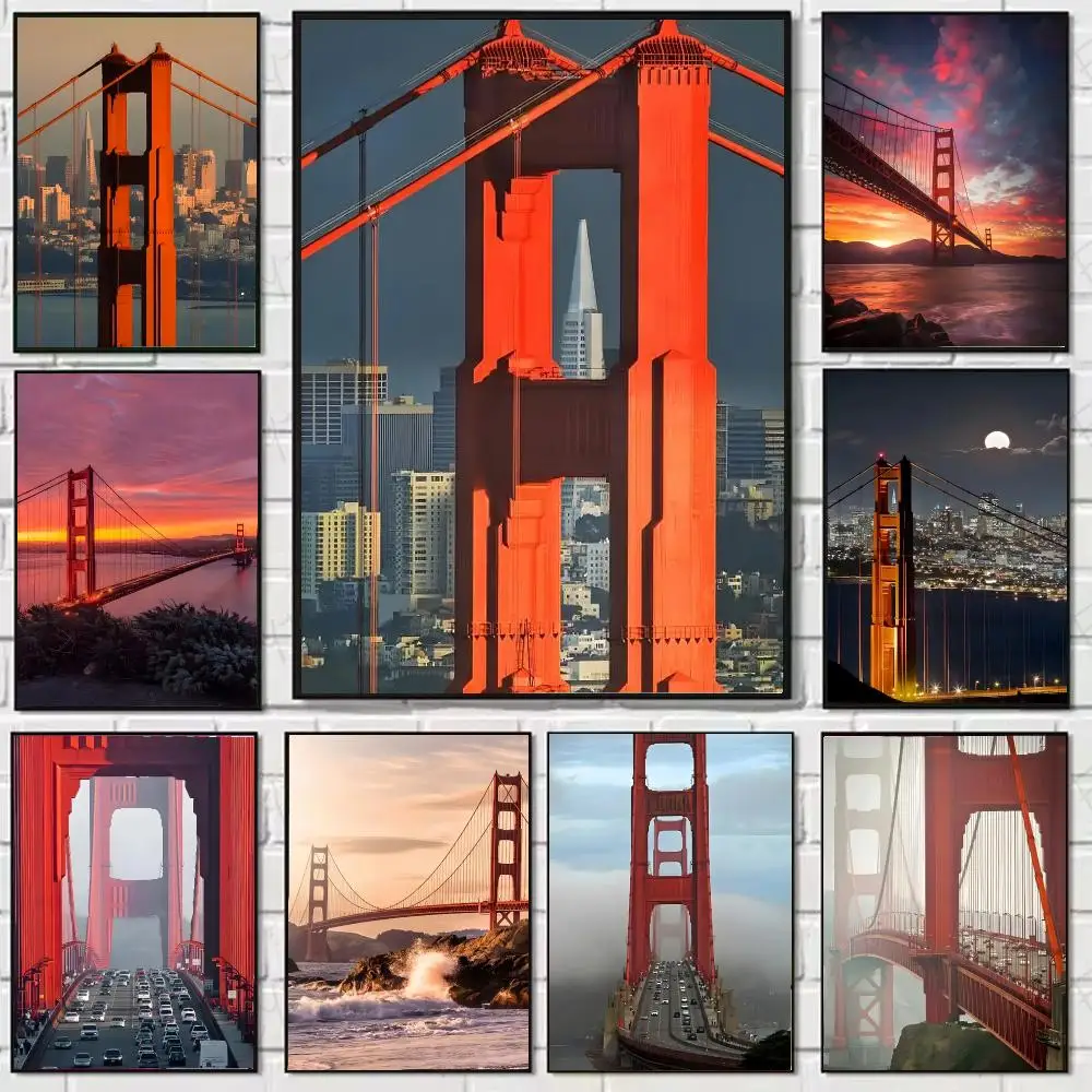 San Francisco Golden Gate Poster Stickers, suitable for game rooms, bedrooms, corridors, home wall art decor, gifts