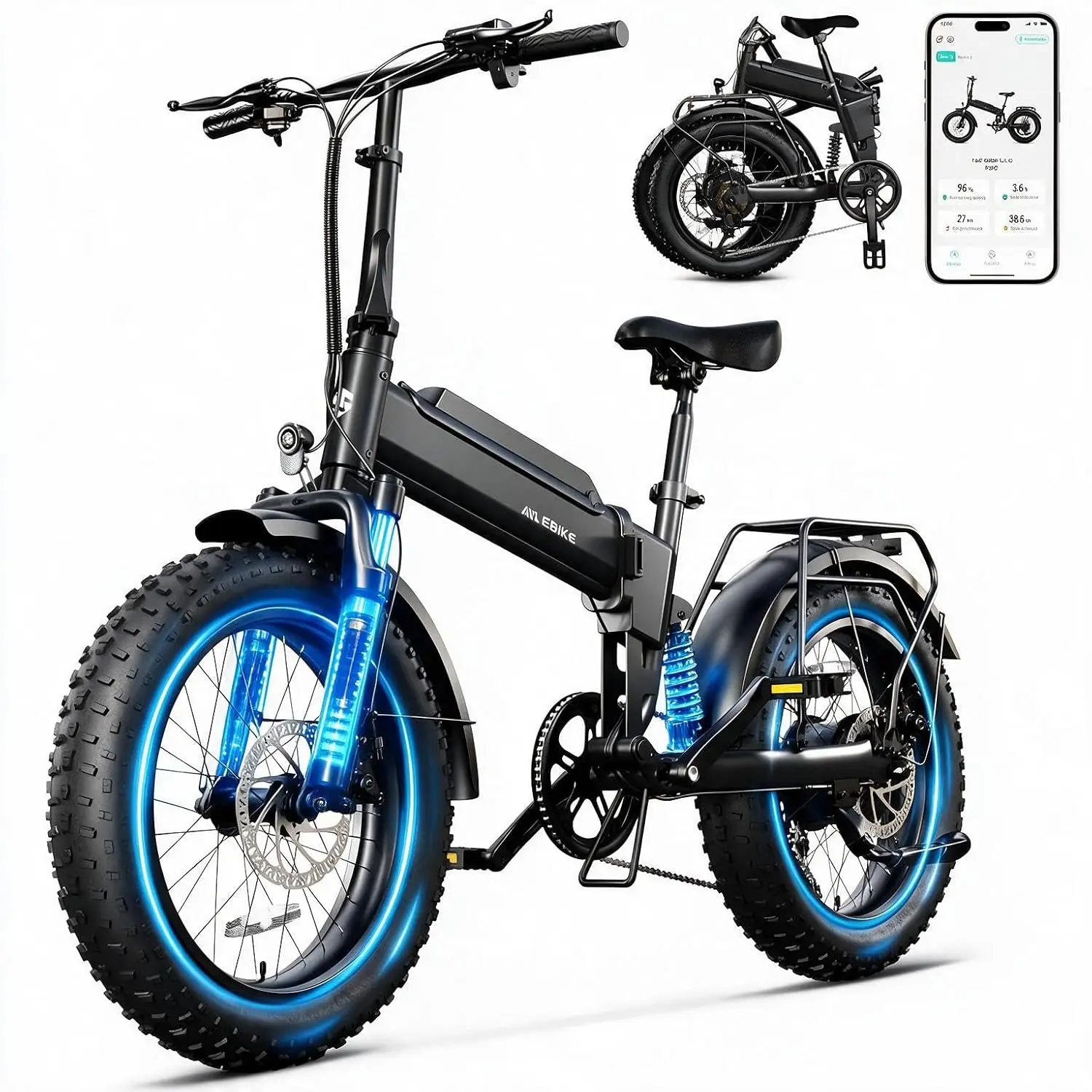 Folding Electric Bike Adults 2000W Motor 48V 15Ah Battery 65 Miles 20