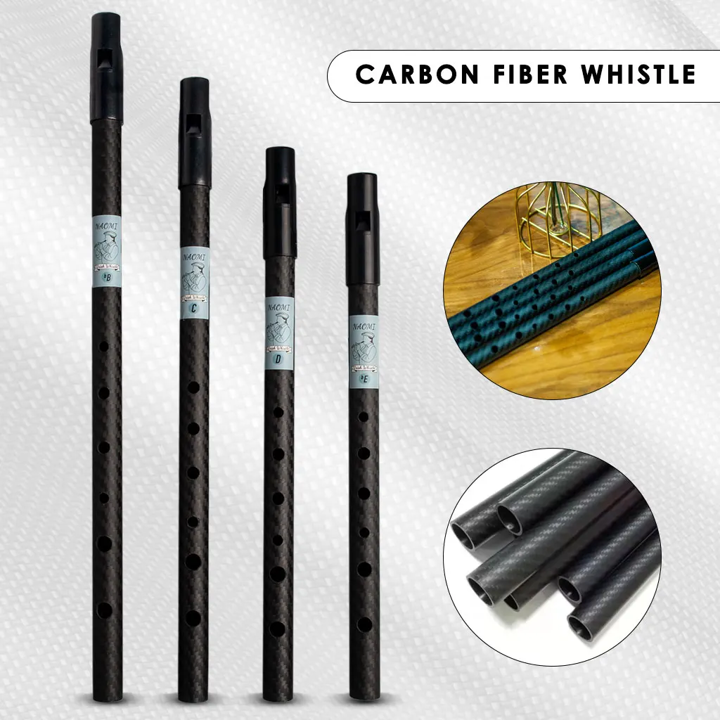 Mugig Carbon Fiber Irish Whistle Sechs-Loch-Flagolet langlebige Penny Whistle Irland Flöte c/d/bb/be Schlüssel Zinn Pfeife