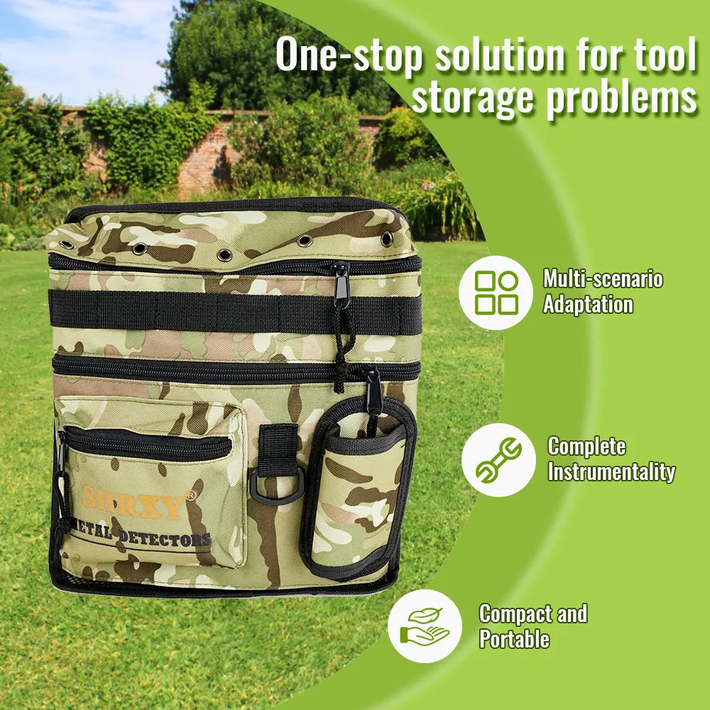 Metal Detector Finds Bag with Multiple Pockets - All Terrain Digger Tools Pouch for Pinpointer Detector Accessories Storage