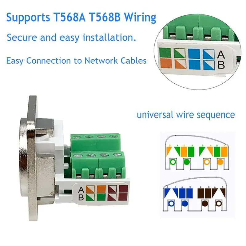 Delicate Texture-10PCS RJ45 Panel Mount Screw Terminal Adapter, RJ45/8P8C Female Panel Mount Connector, RJ45 Solderless Terminal