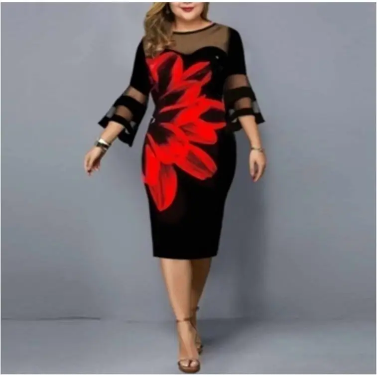 

Юбка средней длины из полиэфирного волокна для женщин больших размеров, модель X-Sle Busin, для активного отдыха, рукав 7/8