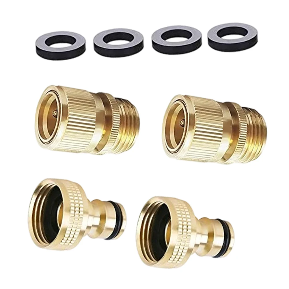 Solid Brass Quick Connect Fitting 3/4 Inch GHT For Garden Hose Faucet Nozzle Leak Free High Pressure Water Pipe Connector