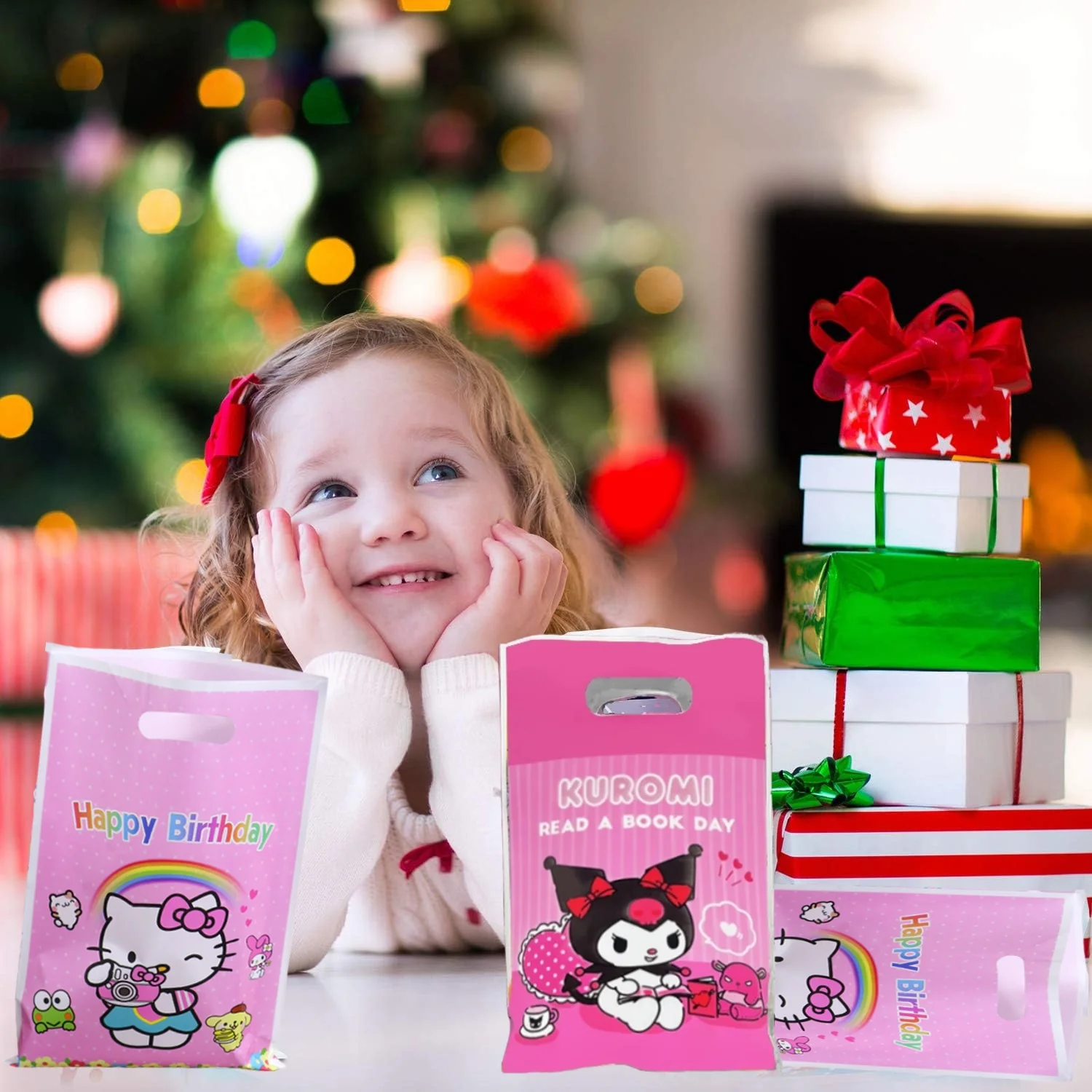 Hallo Kitty Geschenk beutel Geburtstag Dekoration Kawaii Griff Süßigkeiten Tasche Geschenk box Verpackung Tasche Baby party Mädchen Geschenke Party zubehör