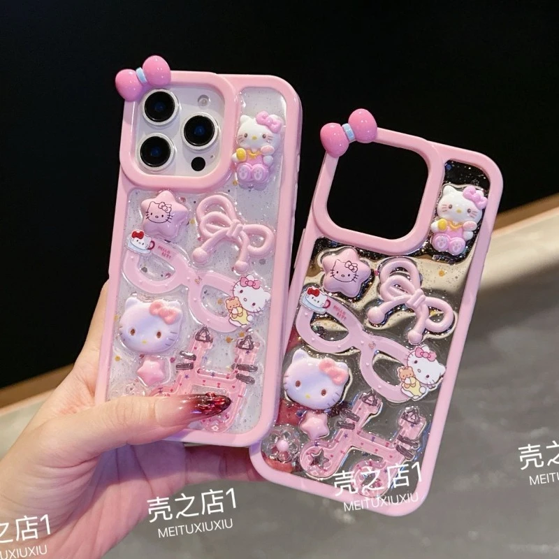 

Kawaii Hello Kitty Sanrio Student Cute Cartoon iPhone Shell Mobile Phone Protection Shell Phone Decor Christmas Gifts for Kids