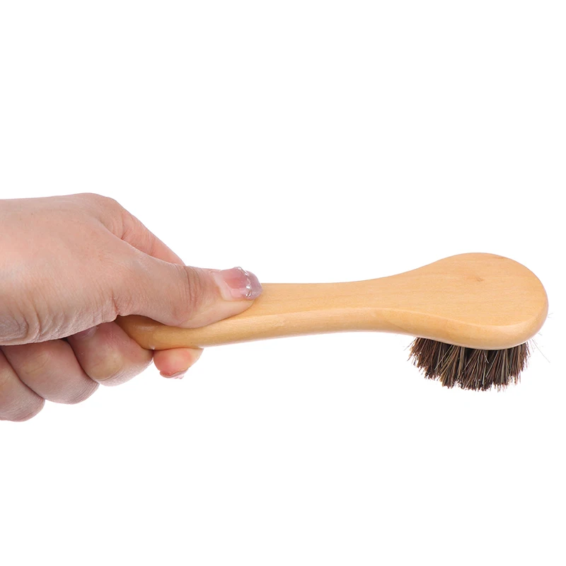1 Stück Schuh- und Stiefelpolierbürste, Reinigungsbürste zur Staubentfernung, langlebige Schuhbürste mit langem Holzgriff, Borstenbürste aus Pferdehaar – Detail 9