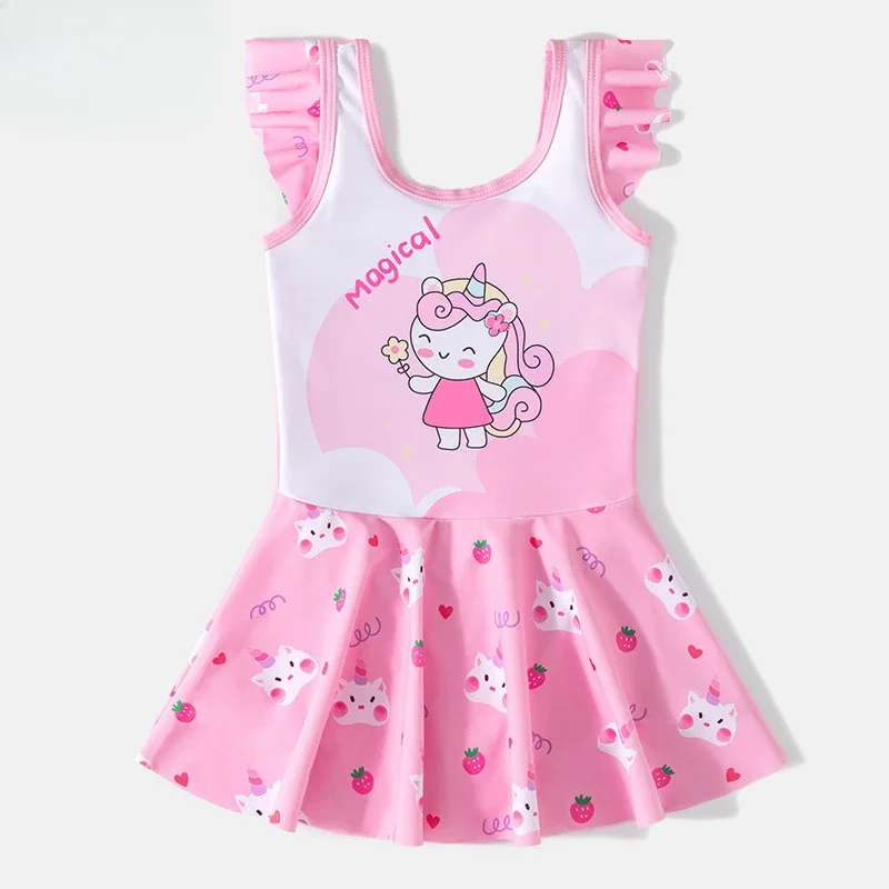 

2024 New Girls One-Piece Swimsuit Summer Outdoor Breathable Soft Beach Swimming Clothing Baby Quick Drying Swimwear Children