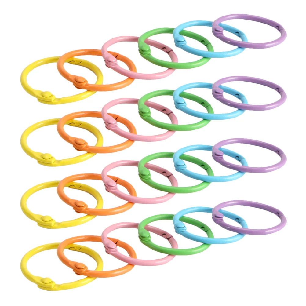 

40pcs Metal Binder Rings Multi Color Index Card Hoop Loose Leaf Key Chains Buckles For Art Crafts Scrapbook Book Diy